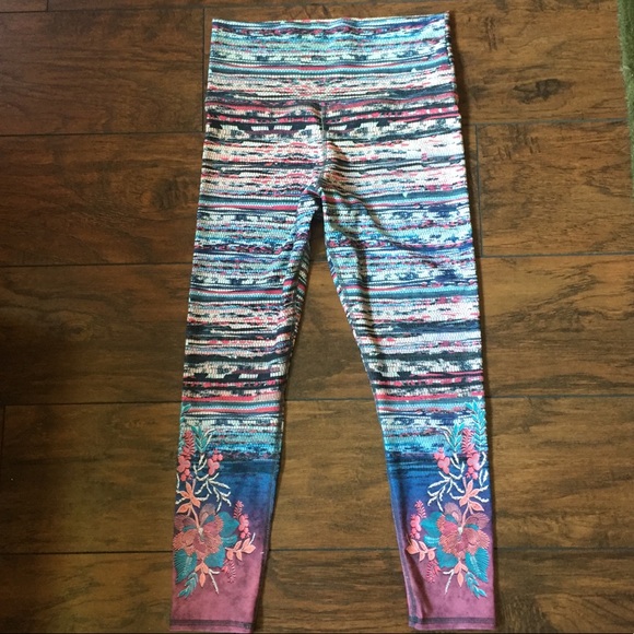 ? Pants - Stripey floral leggings yoga pants // m ? Pants - Stripey floral leggings yoga pants // m